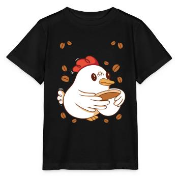 Pause-café Caféine Poulet Petit-déjeuner Early Bird - T-shirt bio MINI CREATOR Stanley/Stella Enfant - noir - Devant - Mikhail (115cm)
