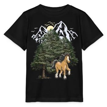 Montagnes, Montagnes, Cheval, Forêt-Noire, Tyrol, Alpes - T-shirt bio MINI CREATOR Stanley/Stella Enfant - noir - Devant - Mikhail (115cm)