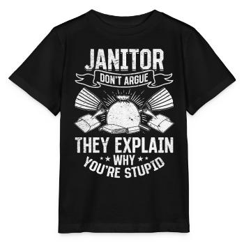 Concierge Don’t Argue - Concierge drôle - T-shirt bio MINI CREATOR Stanley/Stella Enfant - noir - Devant - Mikhail (115cm)