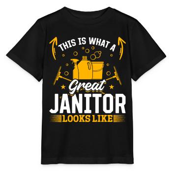 This Is What A Great Janitor Looks Like - Cleaning - Stanley/Stella Kinder T-Shirt MINI CREATOR  - Schwarz - Vorne - Mikhail (115cm)