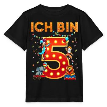 I'm 5 Fifth Circus Birthday Five Years Old - Stanley/Stella MINI CREATOR Kids’ T-Shirt - black - Front - Mikhail (115cm)