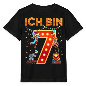 J’ai 7 ans Septième anniversaire de cirque Sept ans - T-shirt bio MINI CREATOR Stanley/Stella Enfant - noir - Devant - Mikhail (115cm)