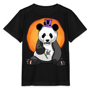 Asia Panda Bear Hat Wildlife Kids China - Stanley/Stella MINI CREATOR Kids’ T-Shirt - black - Front - Mikhail (115cm)