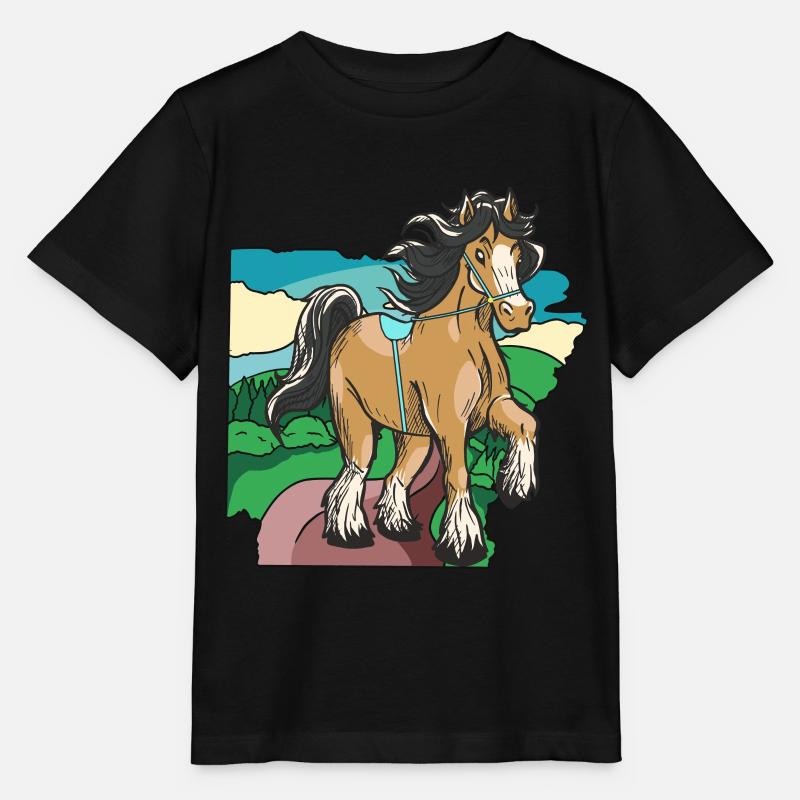 cheval, équitation, cavalier, cavalier, enfant, poney, cheval, cheval - T-shirt bio MINI CREATOR Stanley/Stella Enfant - noir