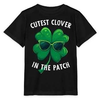 Shamrock Kleeblatt Cutest Clover In The Path - Stanley/Stella MINI CREATOR Kids’ T-Shirt - black - Front - Mikhail (115cm)