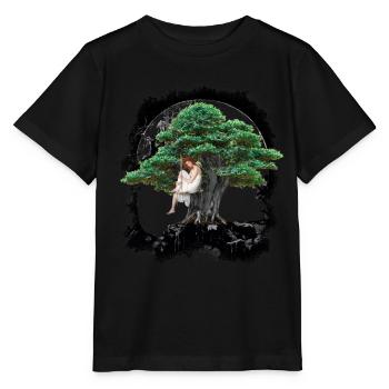 Magisch Wald Baum Mädchen Frau sinnlich Natur - Stanley/Stella Kinder T-Shirt MINI CREATOR  - Schwarz - Vorne - Mikhail (115cm)
