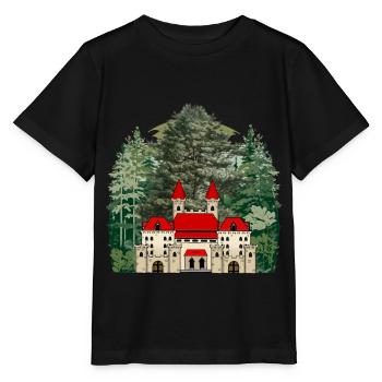 Château, Conte de fées, Château, Forêt, Forteresse, Moyen Âge - T-shirt bio MINI CREATOR Stanley/Stella Enfant - noir - Devant - Mikhail (115cm)