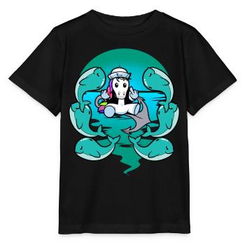 Baleine, Licorne, Marin, Marin Maritime, Marin - T-shirt bio MINI CREATOR Stanley/Stella Enfant - noir - Devant - Mikhail (115cm)