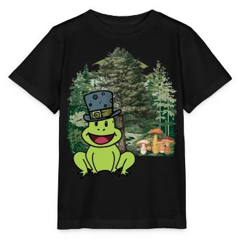Waldbewohner Kröte Hut Frosch Waldtiere Kind - Stanley/Stella Kinder T-Shirt MINI CREATOR  - Schwarz - Vorne - Mikhail (115cm)