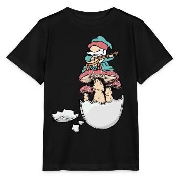 Coquille d’œuf nain Gnome Gnome Fantasy oeuf champignons - T-shirt bio MINI CREATOR Stanley/Stella Enfant - noir - Devant - Mikhail (115cm)