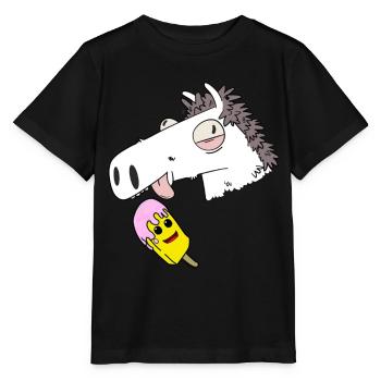 Cheval, Été, Crème Glacée, Faim, Grignotage, Rafraîchissement - T-shirt bio MINI CREATOR Stanley/Stella Enfant - noir - Devant - Mikhail (115cm)