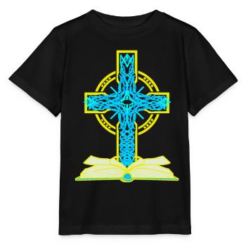 Kreuz Biebel Weltfrieden Frieden Jesus - Stanley/Stella Kinder T-Shirt MINI CREATOR  - Schwarz - Vorne - Mikhail (115cm)
