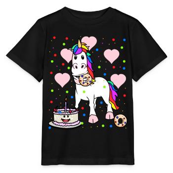 Unicorn Birthday Birthday Greetings Kid Kids - Stanley/Stella MINI CREATOR Kids’ T-Shirt - black - Front - Mikhail (115cm)
