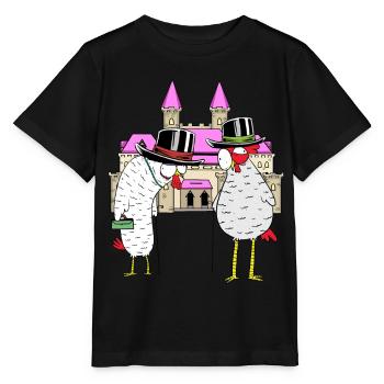 Schloss Huhn Hühner königlich Federvieh Burg - Stanley/Stella Kinder T-Shirt MINI CREATOR  - Schwarz - Vorne - Mikhail (115cm)