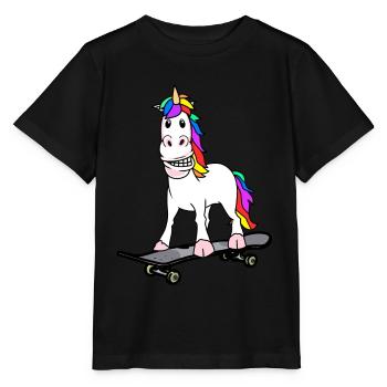 Einhorn Skater Skateboard Jugendliche Kind - Stanley/Stella Kinder T-Shirt MINI CREATOR  - Schwarz - Vorne - Mikhail (115cm)