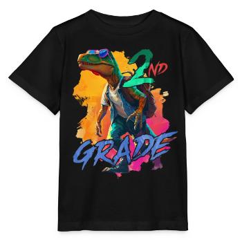 Dino Schulranzen 2. Klasse Grundschule Junge - Stanley/Stella Kinder T-Shirt MINI CREATOR  - Schwarz - Vorne - Mikhail (115cm)