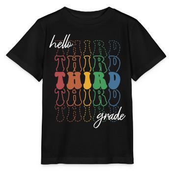 Hello 3rd Grade Retro Groovy Elementary School Gift - Stanley/Stella MINI CREATOR Kids’ T-Shirt - black - Front - Mikhail (115cm)