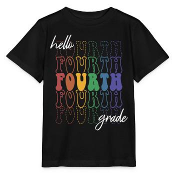 Hallo 4. Klasse Retro Groovy Grundschule Geschenk - Stanley/Stella Kinder T-Shirt MINI CREATOR  - Schwarz - Vorne - Mikhail (115cm)