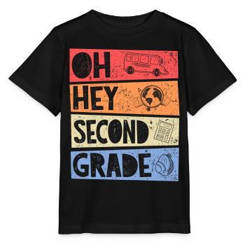 Oh Hey 2e année rétro école primaire fille garçon - T-shirt bio MINI CREATOR Stanley/Stella Enfant - noir - Devant - Mikhail (115cm)