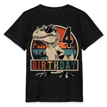 T-Rex Sonnenbrille 4 Jahre Junge 4. Geburtstag - Stanley/Stella Kinder T-Shirt MINI CREATOR  - Schwarz - Vorne - Mikhail (115cm)