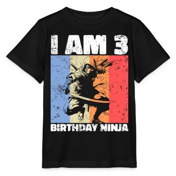 3ème anniversaire Ninja Retro Boy 3 ans cadeau - T-shirt bio MINI CREATOR Stanley/Stella Enfant - noir - Devant - Mikhail (115cm)