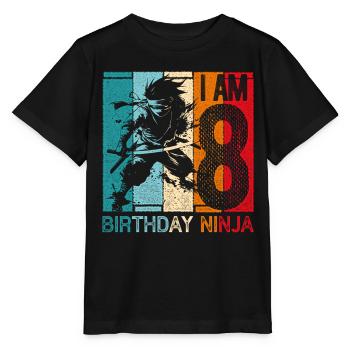 Rétro Ninja 8 ans garçon 8e cadeau d’anniversaire - T-shirt bio MINI CREATOR Stanley/Stella Enfant - noir - Devant - Mikhail (115cm)
