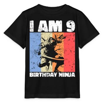 9e anniversaire Ninja Retro Boy 9 ans cadeau - T-shirt bio MINI CREATOR Stanley/Stella Enfant - noir - Devant - Mikhail (115cm)