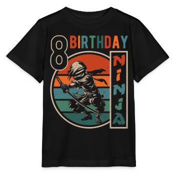 Retro Ninja 8e anniversaire 8 ans garçon cadeau - T-shirt bio MINI CREATOR Stanley/Stella Enfant - noir - Devant - Mikhail (115cm)