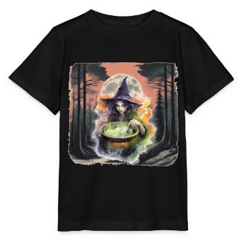 Sorcière de la forêt Halloween conte de fées personnage enfant - T-shirt bio MINI CREATOR Stanley/Stella Enfant - noir - Devant - Mikhail (115cm)