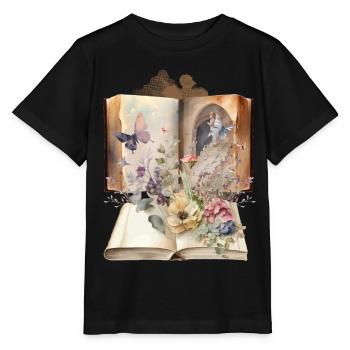 Vintage Book Books Nostalgic Flowers - Stanley/Stella MINI CREATOR Kids’ T-Shirt - black - Front - Mikhail (115cm)