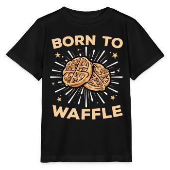 Born To Waffle Waffles Waffle Breakfast Pastry - Stanley/Stella MINI CREATOR Kids’ T-Shirt - black - Front - Mikhail (115cm)