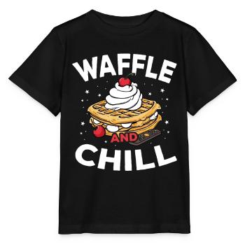Waffle And Chill Waffles Pastry Funny Waffle - Stanley/Stella MINI CREATOR Kids’ T-Shirt - black - Front - Mikhail (115cm)