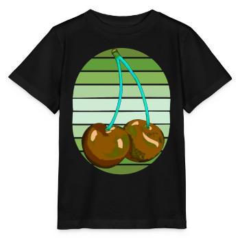 Rockabilly Rétro Vintage Cerises - T-shirt bio MINI CREATOR Stanley/Stella Enfant - noir - Devant - Mikhail (115cm)
