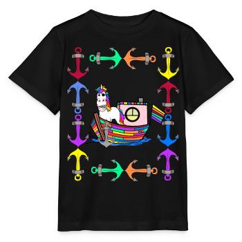 Licornes arc-en-ciel Drapeau arc-en-ciel LGBT - T-shirt bio MINI CREATOR Stanley/Stella Enfant - noir - Devant - Mikhail (115cm)