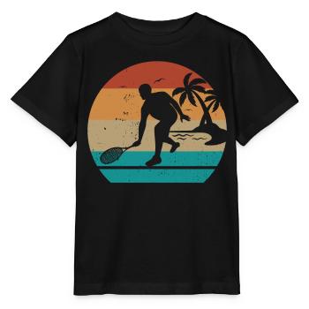 Squash player silhouette Squash Game Squash - Stanley/Stella Kinder T-Shirt MINI CREATOR  - Schwarz - Vorne - Mikhail (115cm)