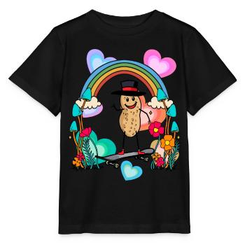 Erdnuss Erdnüsse Regenbogen Herzen Geburtstag - Stanley/Stella Kinder T-Shirt MINI CREATOR  - Schwarz - Vorne - Mikhail (115cm)