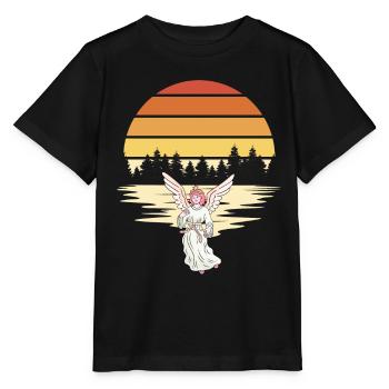 Ange, Forêt, Nature, Lever Du Soleil, Spirituel - T-shirt bio MINI CREATOR Stanley/Stella Enfant - noir - Devant - Mikhail (115cm)