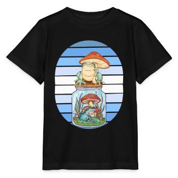Frosch Frösche Pilze Amphibien Wald witzig - Stanley/Stella Kinder T-Shirt MINI CREATOR  - Schwarz - Vorne - Mikhail (115cm)