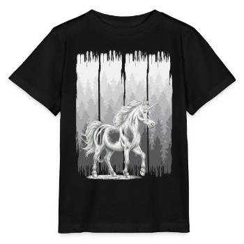 Cheval de forêt Chevaux Licornes Licorne Cheval sauvage - T-shirt bio MINI CREATOR Stanley/Stella Enfant - noir - Devant - Mikhail (115cm)
