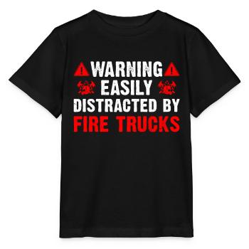 Facilement distrait par un pompier de camion de pompiers - T-shirt bio MINI CREATOR Stanley/Stella Enfant - noir - Devant - Mikhail (115cm)
