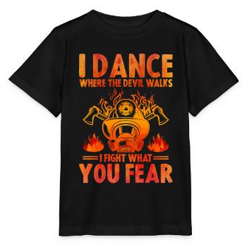 Pompier Camion de pompiers Pompier - T-shirt bio MINI CREATOR Stanley/Stella Enfant - noir - Devant - Mikhail (115cm)