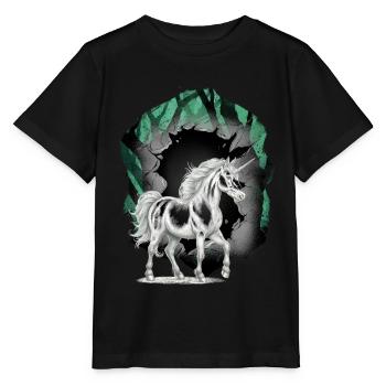 Licornes, Licorne, Animaux mythiques, Personnage de conte de fées - T-shirt bio MINI CREATOR Stanley/Stella Enfant - noir - Devant - Mikhail (115cm)