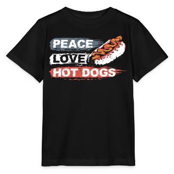 Hot Dog Adult Girl Peace Love Hot - Stanley/Stella MINI CREATOR Kids’ T-Shirt - black - Front - Mikhail (115cm)