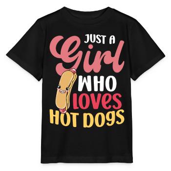 Hot Dog Adult Girl Just A Girl Who - Stanley/Stella Kinder T-Shirt MINI CREATOR  - Schwarz - Vorne - Mikhail (115cm)