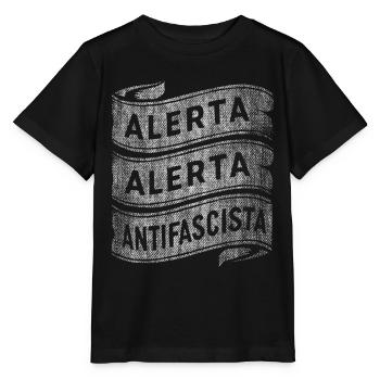 ALERTA ALERTA ANTIFASCHIST ANTIFASCHISTEN - Stanley/Stella Kinder T-Shirt MINI CREATOR  - Schwarz - Vorne - Mikhail (115cm)