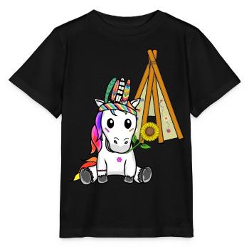 Licorne Tipi Hippie Licornes Chaman Tournesol - T-shirt bio MINI CREATOR Stanley/Stella Enfant - noir - Devant - Mikhail (115cm)