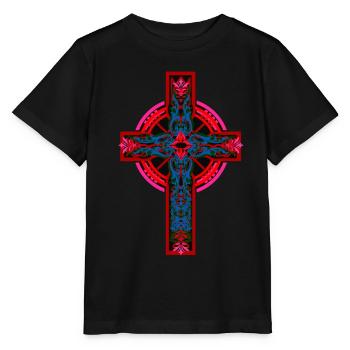 Croix Croix Crucifix Jésus Dieu Église - T-shirt bio MINI CREATOR Stanley/Stella Enfant - noir - Devant - Mikhail (115cm)