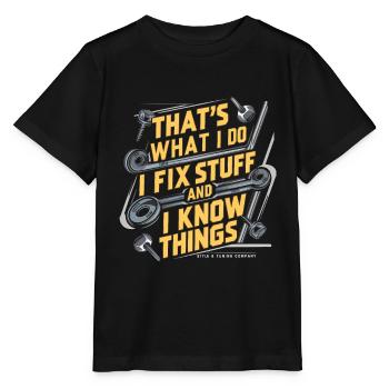 Mécanicien automobile, mécatronicien, technicien tournevis, dictons - T-shirt bio MINI CREATOR Stanley/Stella Enfant - noir - Devant - Mikhail (115cm)