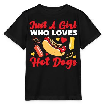 Hot Dog Adult Girl Just A Girl Who - Stanley/Stella Kinder T-Shirt MINI CREATOR  - Schwarz - Vorne - Mikhail (115cm)