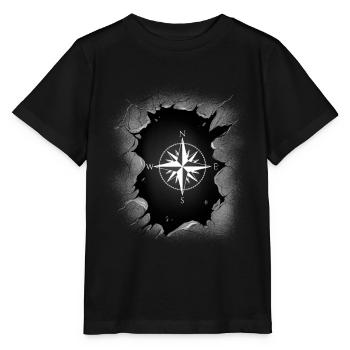 Windrose Kompass Richtung - Stanley/Stella Kinder T-Shirt MINI CREATOR  - Schwarz - Vorne - Mikhail (115cm)